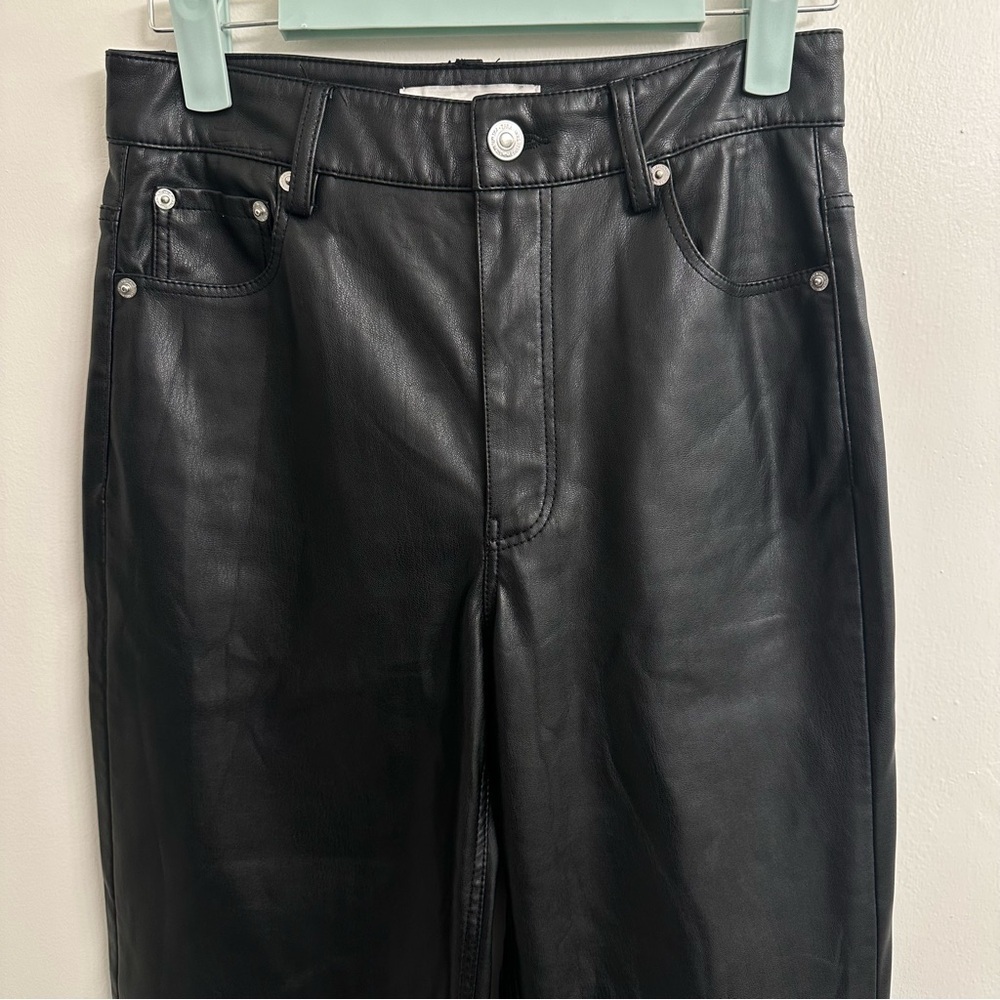 Zara Faux Leather Black Pants Sz 3 Eur Sz 34 - Picture 2 of 9